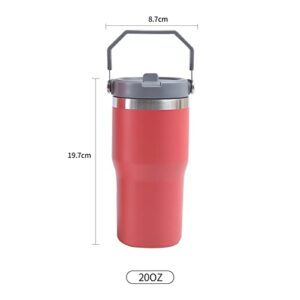 Stainless Steel Straw Cup, Vacuum Insulated Water Bottle for Home, Office or Car, Reusable Cup with Straw Leak Proof Flip Cap, Portable (powder cup grey lid20oz), Water Bottle, Thermos.