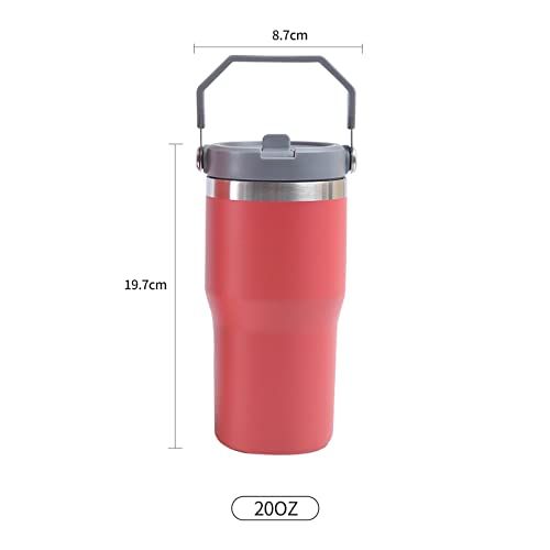 Stainless Steel Straw Cup, Vacuum Insulated Water Bottle for Home, Office or Car, Reusable Cup with Straw Leak Proof Flip Cap, Portable (powder cup grey lid20oz), Water Bottle, Thermos.