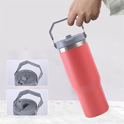 Stainless Steel Straw Cup, Vacuum Insulated Water Bottle for Home, Office or Car, Reusable Cup with Straw Leak Proof Flip Cap, Portable (powder cup grey lid20oz), Water Bottle, Thermos.