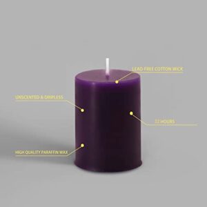 HOSVOT 2x3 Pillar Candles, Advent Candles, Purple Pillar Candles, 12 Packs Pillar Candles Bulks, 2 Inch Pillar Candles for Christmas, Party, Home Decor