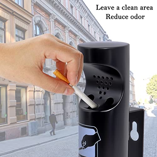 Wall Mounted Outdoor Stainless Steel Cigarette Butt Receptacle (Black, 1pcs)