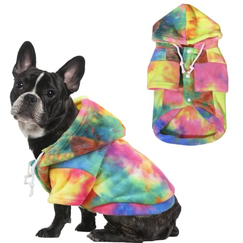 Mklhgty Tie Dye Dog Clothes Hoodie, Pet Winter Coat, Puppy Sweatshirts for Small Dogs Boy Girl