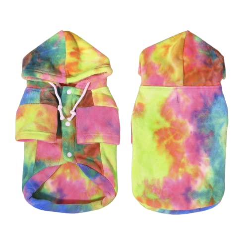 Mklhgty Tie Dye Dog Clothes Hoodie, Pet Winter Coat, Puppy Sweatshirts for Small Dogs Boy Girl