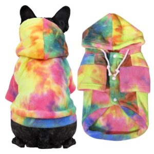 Mklhgty Tie Dye Dog Clothes Hoodie, Pet Winter Coat, Puppy Sweatshirts for Small Dogs Boy Girl