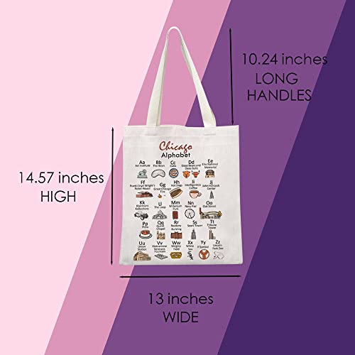 MNIGIU Chicago Canvas Tote Bag Chicago State Gift Chicago Eco Tote Bag Reusable Bag Welcome Bag (Shopping Bag CA)