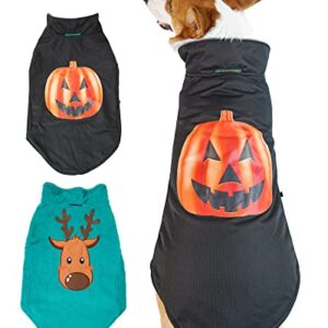 Dog Halloween Costumes for Large Medium Small Dogs, Reversible Waterproof Dog Clothes for Christmas, Cold Weather Coat Windproof, Anxiety Dog Vest for Outdoor Winter