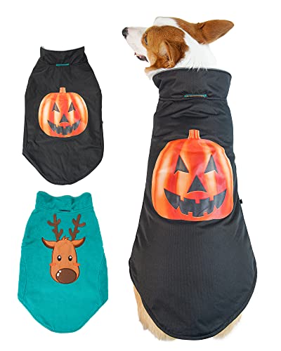 Dog Halloween Costumes for Large Medium Small Dogs, Reversible Waterproof Dog Clothes for Christmas, Cold Weather Coat Windproof, Anxiety Dog Vest for Outdoor Winter