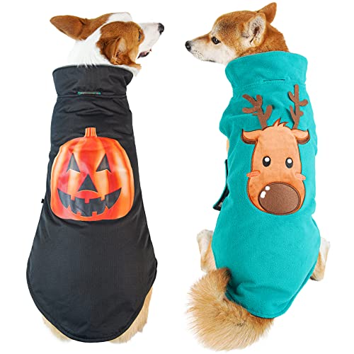 Dog Halloween Costumes for Large Medium Small Dogs, Reversible Waterproof Dog Clothes for Christmas, Cold Weather Coat Windproof, Anxiety Dog Vest for Outdoor Winter