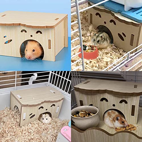 kathson Hamster Hideout Wooden Dwarf Hamster House Cute Syrian Hamster Hideout Hamster Sleeping House Detachable Handmade Hamster Hut Hide