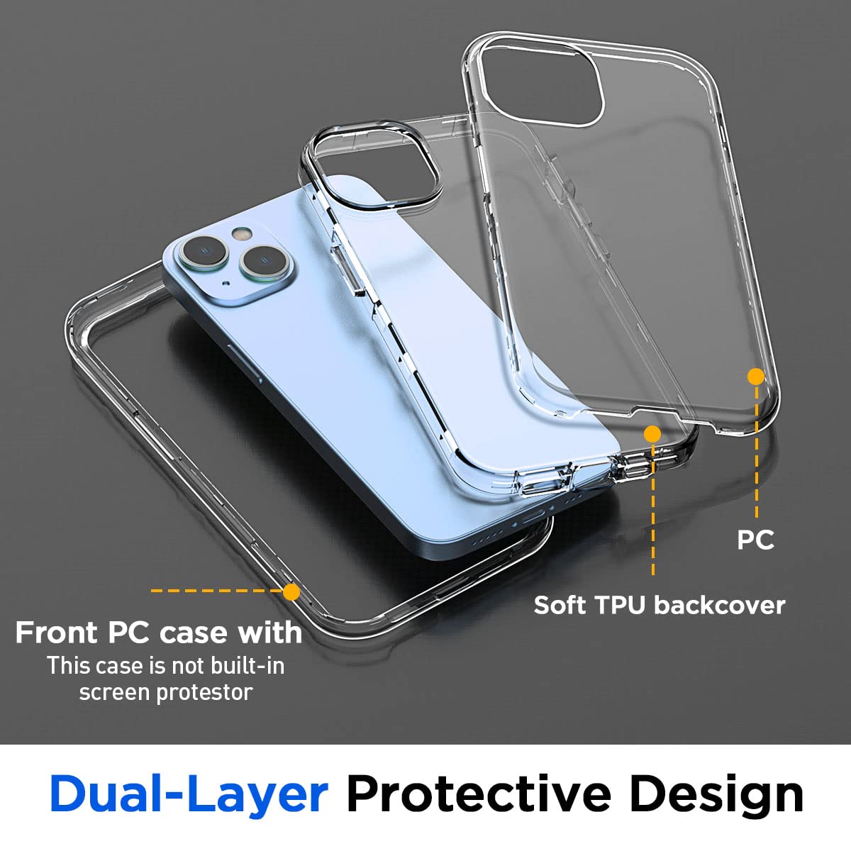 AICase for iPhone 14 Plus Clear Case(6.7"),Heavy Duty Drop Protection Full Body Rugged Shockproof/Dust Proof 3-Layer Military Protective Tough Durable for iPhone 14 Plus