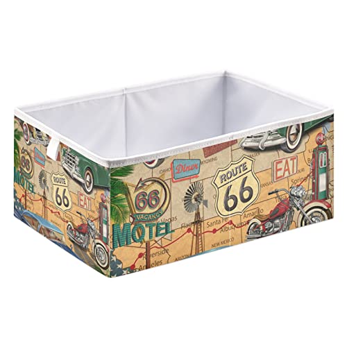 DOMIKING Route 66 Branches Storage Bins for Gifts Foldable Cuboid Storage Boxes with Sturdy Handle Linen Closet Organizers Boxes for Closet Shelves Bedroom