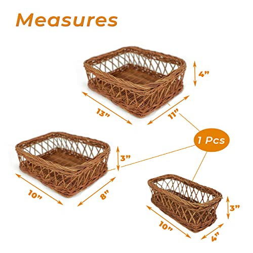 MANTEIV Set of 3 Rattan Serving Tray Woven Serving Platter with Handles Wicker Tray for Bread Fruit Food Coffee Table Breakfast Display Bathroom Kitchen Decor Dining Table Centerpiece