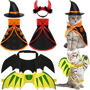 halloween 6 pieces pet costume dogs cat outfits vampire bat pumpkin cloak wings dinosaur dragon wings devil hat vampire clothes kitten small puppy outfit for halloween party pet cosplay