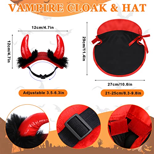 Halloween 6 Pieces Pet Costume Dogs Cat Outfits Vampire Bat Pumpkin Cloak Wings Dinosaur Dragon Wings Devil Hat Vampire Clothes Kitten Small Puppy Outfit for Halloween Party Pet Cosplay