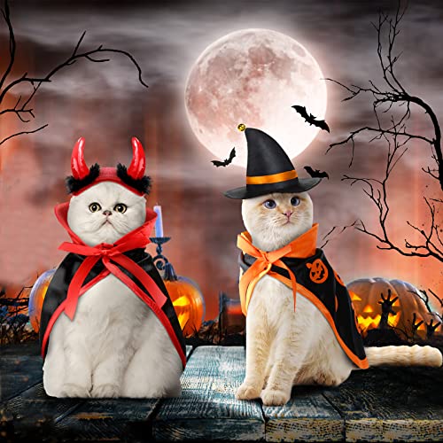 Halloween 6 Pieces Pet Costume Dogs Cat Outfits Vampire Bat Pumpkin Cloak Wings Dinosaur Dragon Wings Devil Hat Vampire Clothes Kitten Small Puppy Outfit for Halloween Party Pet Cosplay