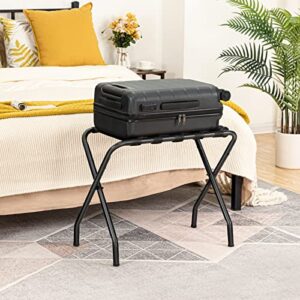 HOOBRO Luggage Rack, Metal Foldable Suitcase Stand for Guest Room, Holds up to 100 lb, 27 x 15.3 x 22 Inches, Steel Frame, Nylon Straps, Hotel, Bedroom, Closet, Black BK02XL01