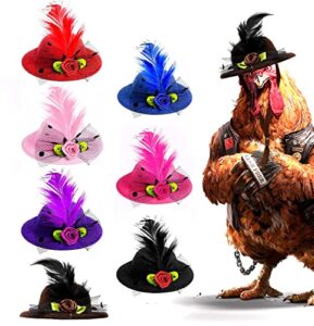7 pieces chicken hats chicken funny costume chicken helmet halloween accessories funny small hat tiny pet hat for hen tiny pets with adjustable elastic chin strap (7 color)