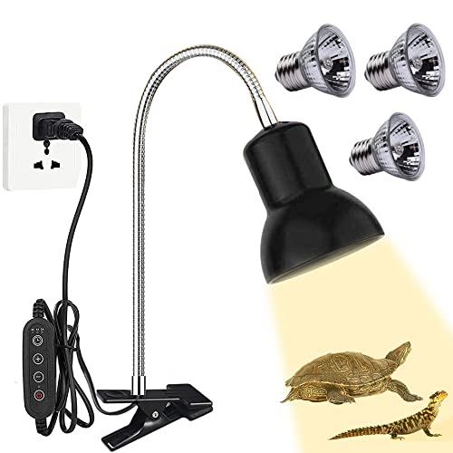 VARMHUS Turtle Heat Lamp,Reptile Heat Lamp with Timer,25/50W UVA UVB Reptile Light Bulb for Lizard Turtle Snake Reptiles&Amphibians &Small Animals