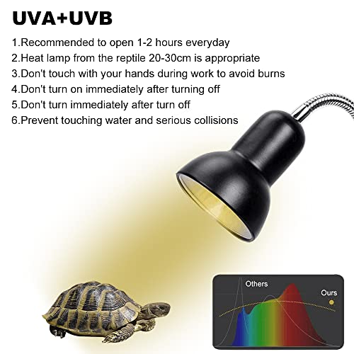 VARMHUS Turtle Heat Lamp,Reptile Heat Lamp with Timer,25/50W UVA UVB Reptile Light Bulb for Lizard Turtle Snake Reptiles&Amphibians &Small Animals