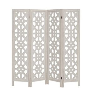 wood room dividers 4 panel, premium home wooden room dividers wall for bedroom, carved wood partition room dividers folding privacy screens,white