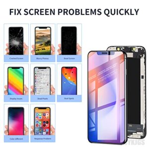 for iPhone XS Screen Replacement 5.8” With Ear Speaker and Proximity Sensor, 3D Touch LCD Display Digitizer Full Assembly with Front Earpiece Fix Tools Glass, Repair Kit for A1920, A2097, A2098, A2100