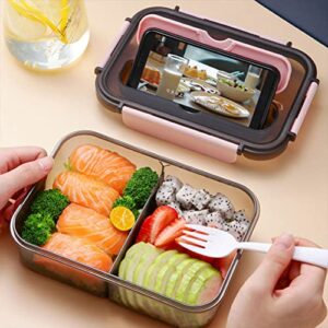 ptsygantl bento boxes, 1100ml bento lunch box, bento box with compartments, leakproof lunch containers for office (pink)
