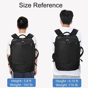 Hanples Extra Large Travel Backpack for Women as Person Item Flight Approved, 40L Carry On Backpack, 17 Inch Laptop Backpack, Waterproof Backpack, Hiking Backpack, Casual Bag Backpack(Black)