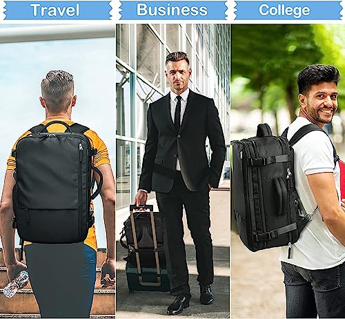 Hanples Extra Large Travel Backpack for Women as Person Item Flight Approved, 40L Carry On Backpack, 17 Inch Laptop Backpack, Waterproof Backpack, Hiking Backpack, Casual Bag Backpack(Black)