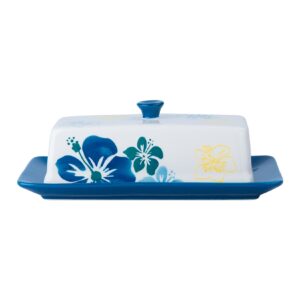 sagoskat butter dish ceramic butter keeper butter dish with lid, butter container, dishwasher safe, blue