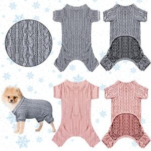 2 pcs dog sweaters knitted puppy pajamas cat sweater pullover for dogs thermal doggie winter clothes christmas holiday knitwear pet apparel for small medium dogs puppies, pink and grey (large)