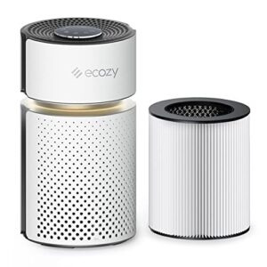 ecozy air purifier & h13 hepa replacement filter for bedroom for home large room for pets quiet sleep 21db air cleaner, ivory
