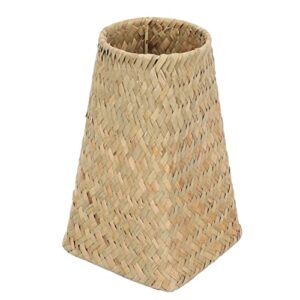 dechous trash can straw woven: wastebasket woven vase decorative container bedroom office small garbage cans wicker waste basket countertop container for home office