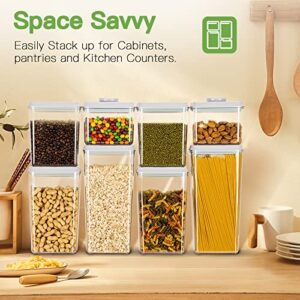 Uamector Pop Airtight Food Storage Containers with Lids, Top Pop One Button Control, BPA-Free Air Tight Stackable Dry Cereal Container Set for Pantry Snack Coffee Sugar Kitchen Pantry Organization