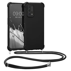 kwmobile crossbody case compatible with oneplus nord n200 5g case - tpu silicone cover with strap - black