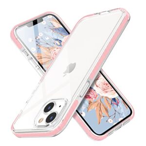 mateprox compatible with iphone 14 case clear thin slim crystal transparent cover shockproof bumper case for iphone 14 6.1" 2022(pink)