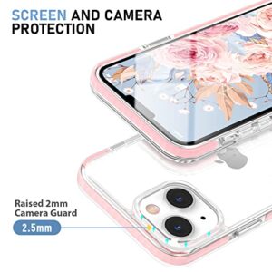 MATEPROX Compatible with iPhone 14 case Clear Thin Slim Crystal Transparent Cover Shockproof Bumper Case for iPhone 14 6.1" 2022(Pink)