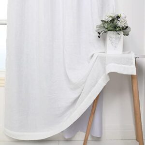 OWENIE Double Layer Blackout Curtains 96 Inches Length 2 Panels Set- Faux Cotton & Total Blackout Curtain Liner White Drapes, Soft Crushed Elegant Window Panels with 2 Tiebacks, Set of 4, 50W x96L