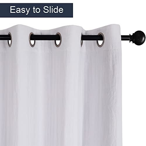 OWENIE Double Layer Blackout Curtains 96 Inches Length 2 Panels Set- Faux Cotton & Total Blackout Curtain Liner White Drapes, Soft Crushed Elegant Window Panels with 2 Tiebacks, Set of 4, 50W x96L