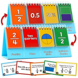 aizweb double-sided fractions and equivalency flip chart - math manipulatives for elementary school, fraction manipulatives, homeschool supplies