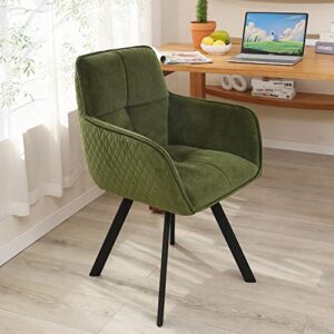 onevog olive green swivel office chair, aesthetic desk chair with upholstered back support, velvet cozy task chair for computer, home, apartment, office, dressing room