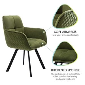 ONEVOG Olive Green Swivel Office Chair, Aesthetic Desk Chair with Upholstered Back Support, Velvet Cozy Task Chair for Computer, Home, Apartment, Office, Dressing Room