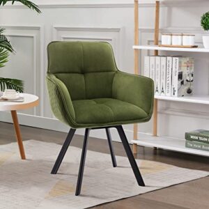 ONEVOG Olive Green Swivel Office Chair, Aesthetic Desk Chair with Upholstered Back Support, Velvet Cozy Task Chair for Computer, Home, Apartment, Office, Dressing Room