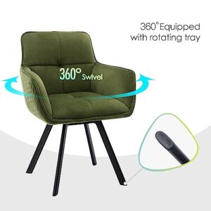 ONEVOG Olive Green Swivel Office Chair, Aesthetic Desk Chair with Upholstered Back Support, Velvet Cozy Task Chair for Computer, Home, Apartment, Office, Dressing Room