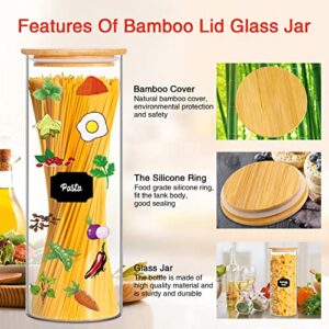 BGraceyy Glass Jars with Bamboo Lids, 72 oz 3 Pcs Kitchen Glass Containers with Bamboo Lids, Airtight Glass Pantry Storage Containers with Lids for Spaghetti, Pasta, Rice, Nuts, Flour, Bean, Dry Foods