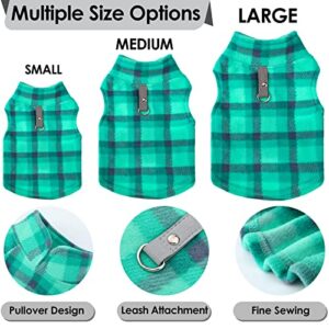 9 Pieces Polar Fleece Dog Sweater Soft Fleece Vest with Leash Ring Plaid Warm Winter Pet Clothes Dog Pullover Jacket for Dogs Cats Winter Chihuahua Pet Indoor Outdoor Use (L)