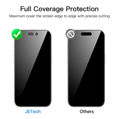 JETech Privacy Full Coverage Screen Protector for iPhone 14 Pro Max 6.7-Inch (NOT FOR iPhone 14 Pro 6.1-Inch), with Camera Lens Protector, Anti-Spy Tempered Glass Film, 2-Pack Each