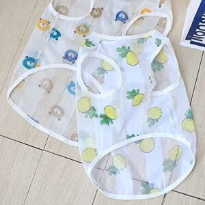 dog shirt vest lightweight stretchy dog t-shirts soft cool shirts sleeveless stripe vests breathable clothes for medium large dogs 2 pack bear + pineapple
