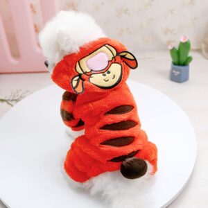 AIHANCH Tiger Dog Costume Soft Velvet Dog Clothes Winter Dog Hoodie Funny Pet Halloween Costume Dog Outfits for Small Dogs Puppy (X-Small)