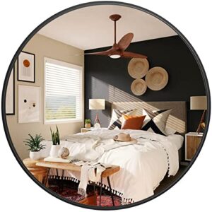 catollova black round wall mirror 30 inch, bathroom mirror with black metal frame, circle wall mirror for vanity, entryway, living room, home decor