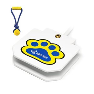 purfectpals dog water fountain, step on paw activated dispenser for dogs, upgraded sprinkler, easy to use and sturdy fresh drinking, white, blue, yellow